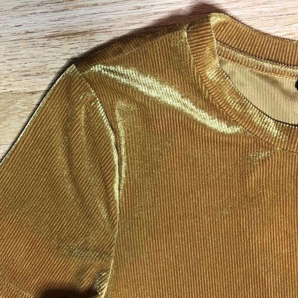 Gold velvet T-shirt classic style scoop neck Large - Picture 2 of 2